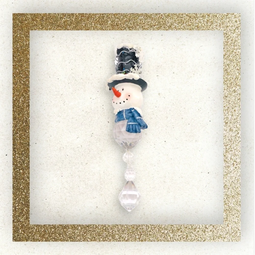 Rare Snowman Teardrop Christmas Ornament Beaded Holiday Tree Decoration
